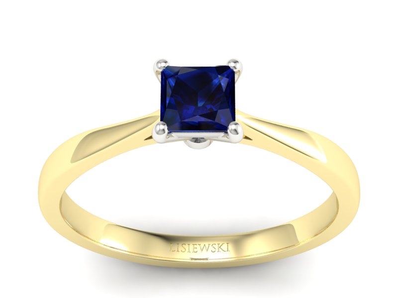 Pierścionek z szafirem żółte białe złoto - p16475zbsz - 1