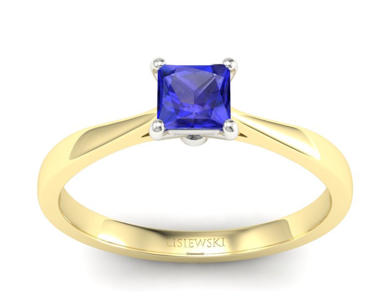 Pierścionek z szafirem żółte białe złoto - p16475zbszc - 1