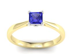 Pierścionek z szafirem żółte białe złoto - p16475zbszc