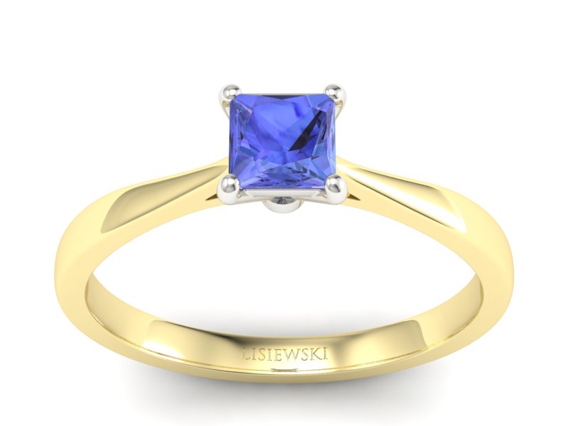 Pierścionek z tanzanitem żółte białe złoto - p16475zbt - 1