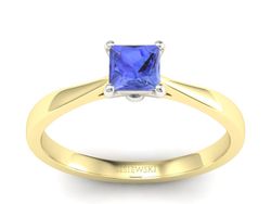 Pierścionek z tanzanitem żółte białe złoto - p16475zbt