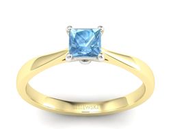 Pierścionek z topazem żółte białe złoto - p16475zbtp