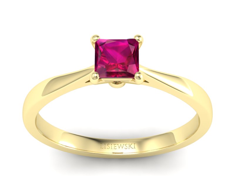 Złoty pierścionek z rubinem żółte złoto - p16475zr - 1