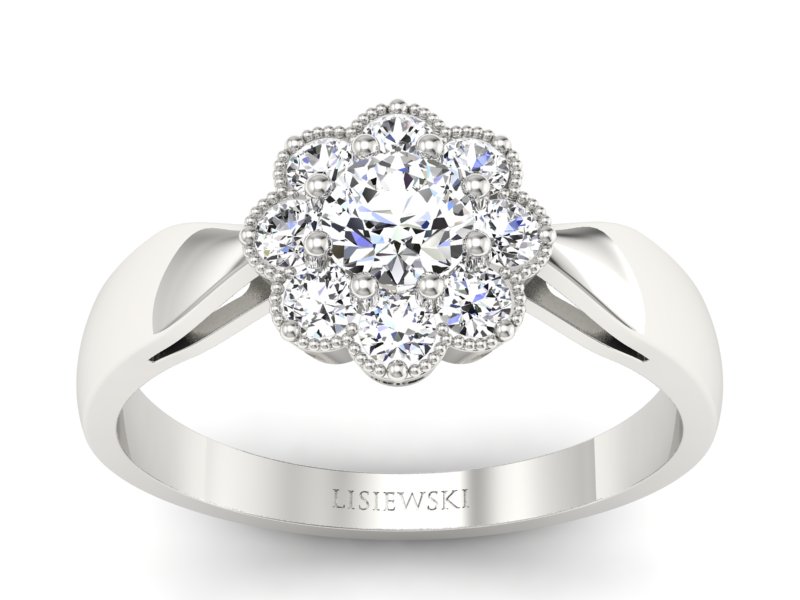 Złoty Pierścionek z brylantami białe złoto 585 - p16478b - 1