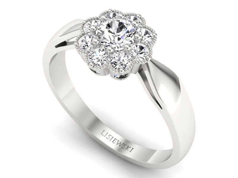 Złoty Pierścionek z brylantami białe złoto 585 - p16478b - 3