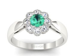 Złoty Pierścionek ze szmaragdem i brylantami - p16478bsm