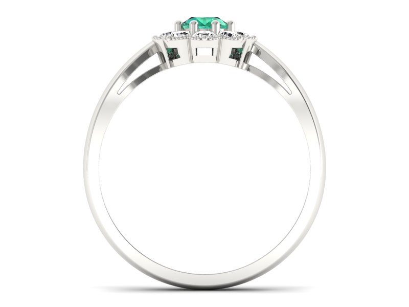 Złoty Pierścionek ze szmaragdem i brylantami - p16478bsm