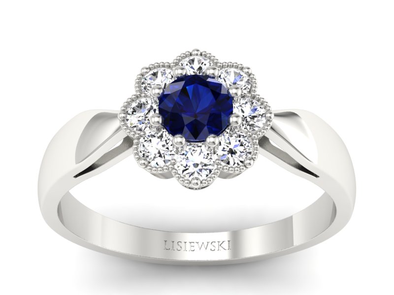 Pierścionek z szafirem i brylantami złoto 585 - p16478bsz - 1