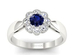 Pierścionek z szafirem i brylantami złoto 585 - p16478bsz