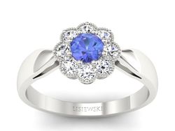 Pierścionek z tanzanitem białe złoto i brylantami - p16478bt