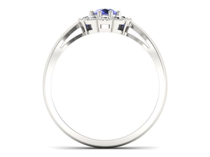Pierścionek z tanzanitem białe złoto i brylantami - p16478bt - 2