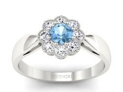 Pierścionek z topazem i brylantami białe złoto - p16478btp