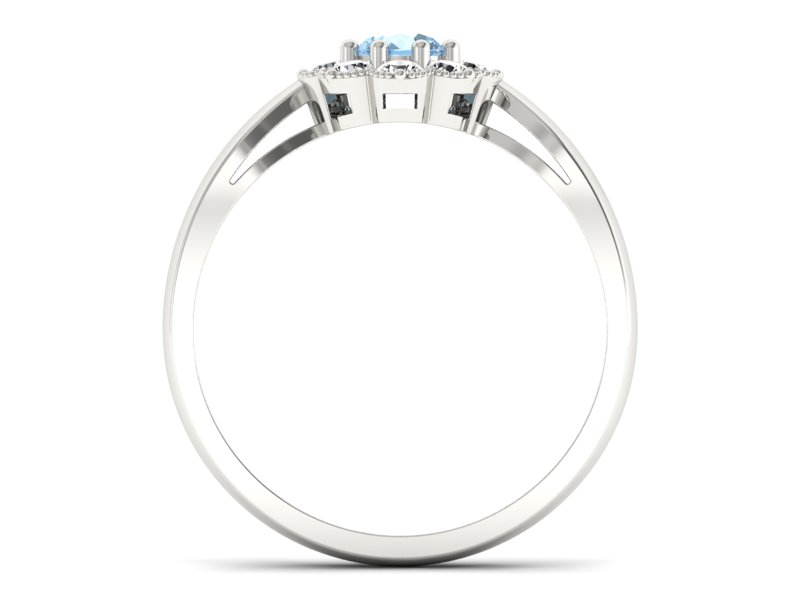 Pierścionek z topazem i brylantami białe złoto - p16478btp - 2