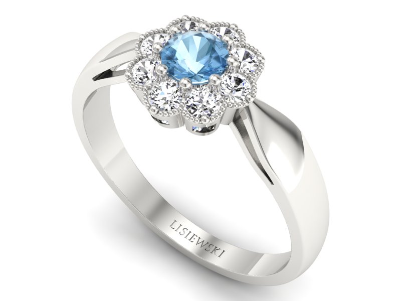 Pierścionek z topazem i brylantami białe złoto - p16478btp - 3