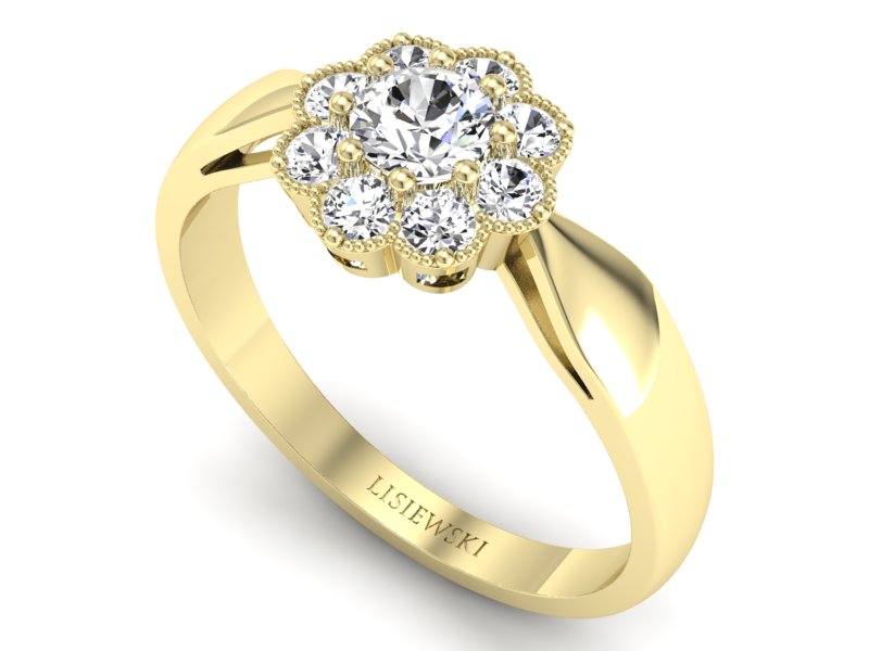 Pierścionek zaręczynowy z diamentami złoto 585 - p16478z - 3
