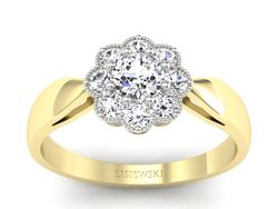 Pierścionek z diamentami żółte i białe złoto 585 - p16478zb