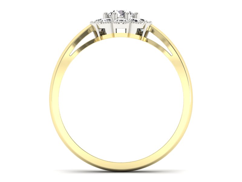 Pierścionek z diamentami żółte i białe złoto 585 - p16478zb - 2