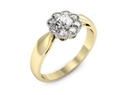 Pierścionek z diamentami żółte i białe złoto 585 - p16478zb