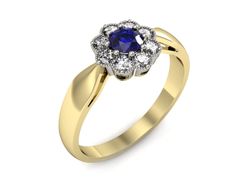 Pierścionek z szafirem i diamentami złoto 585 - p16478zbszc