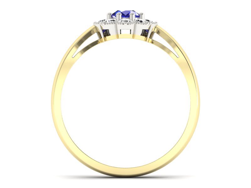 Pierścionek z szafirem i diamentami złoto 585 - p16478zbszc - 2