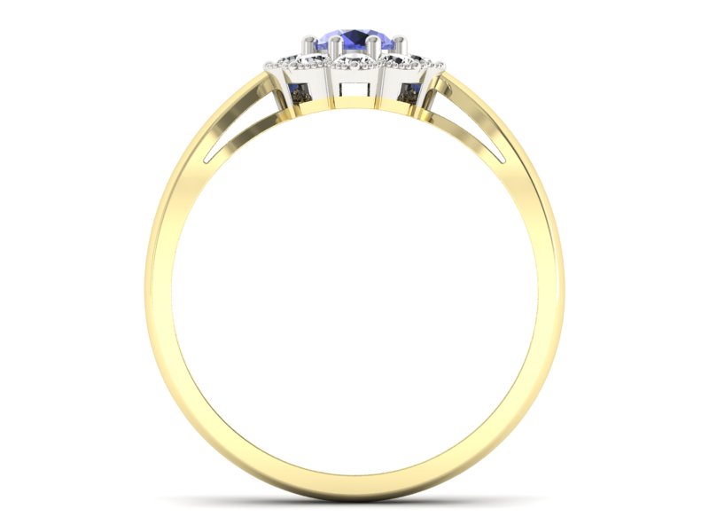 Pierścionek z tanzanitem i brylantami zloto 585 - p16478zbt - 2