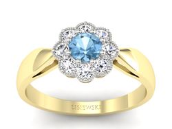 Pierścionek z topazem i brylantami zloto 585 - p16478zbtp