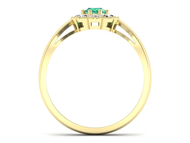 Złoty Pierścionek ze szmaragdem i brylantami - p16478zsm - 2