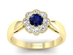 Pierścionek z szafirem i brylantami zloto 585 - p16478zsz