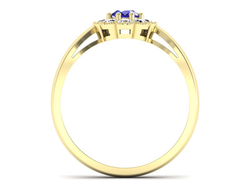 Złoty pierścionek z szafirem i diamentami - p16478zszc - 2