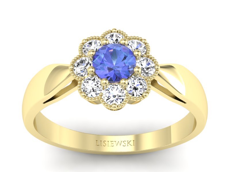Pierścionek zaręczynowy z tanzanitem i brylantami - p16478zt - 1