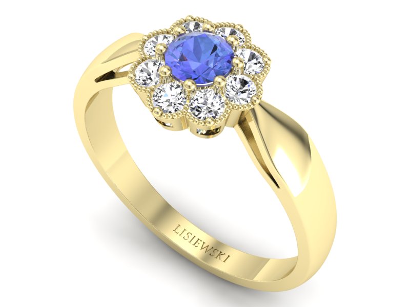 Pierścionek zaręczynowy z tanzanitem i brylantami - p16478zt - 3