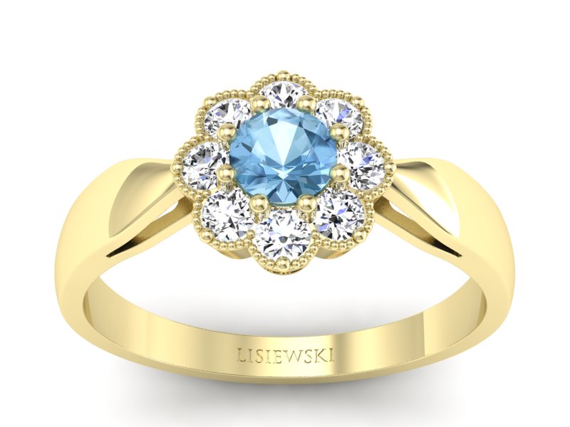 Złoty Pierścionek z topazem i brylantami 585 - p16478ztp - 1