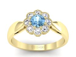 Złoty Pierścionek z topazem i brylantami 585 - p16478ztp