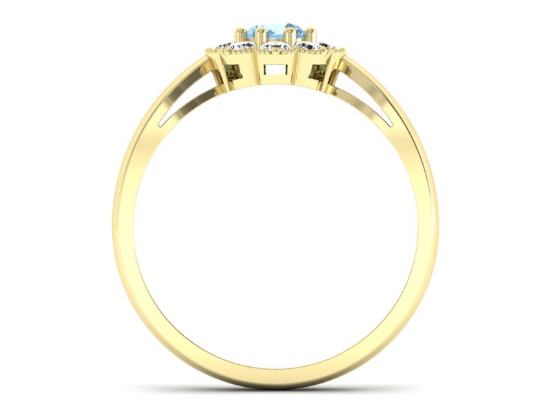 Złoty Pierścionek z topazem i brylantami 585 - p16478ztp - 2