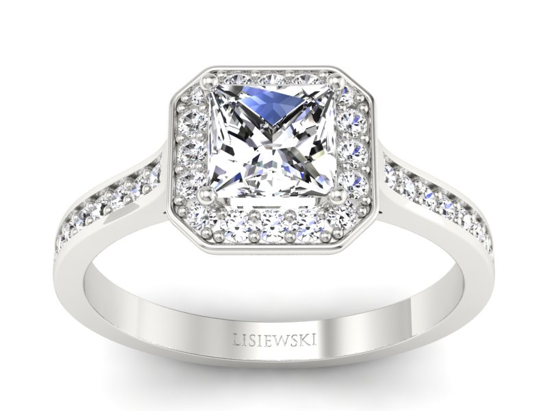 Złoty Pierścionek z diamentami białe złoto 585 - p16480b - 1