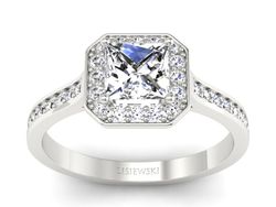 Złoty Pierścionek z diamentami białe złoto 585 - p16480b