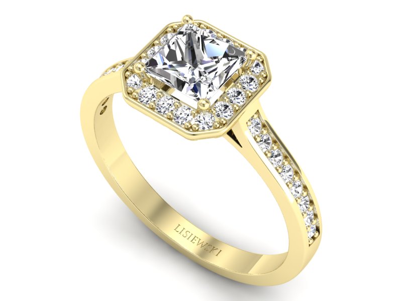 Złoty Pierścionek z diamentami żółte złoto 585 - p16480z - 3