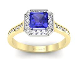 Pierścionek z szafirem i diamentami złoto 585 - p16480zbszc