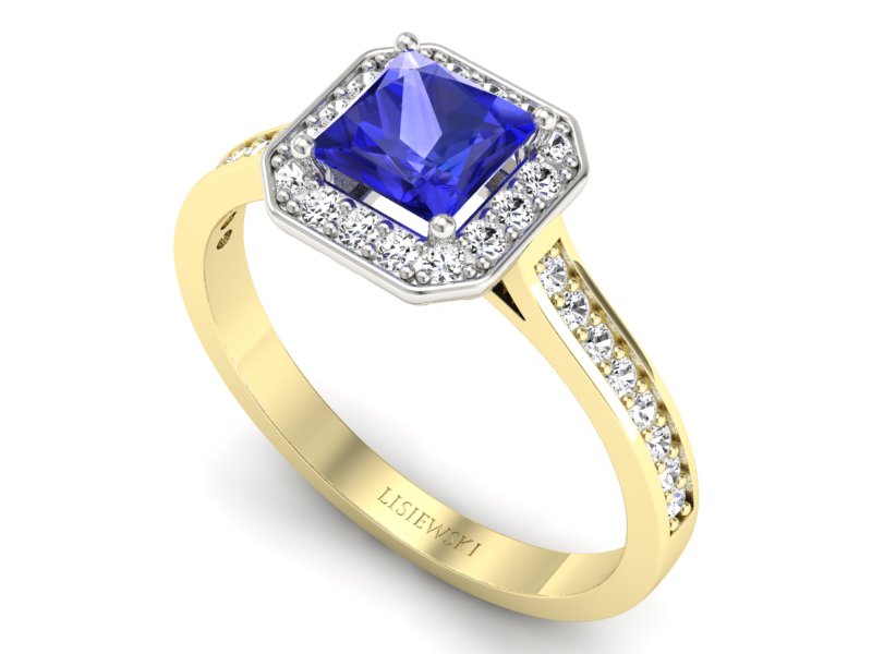Pierścionek z szafirem i diamentami złoto 585 - p16480zbszc - 3