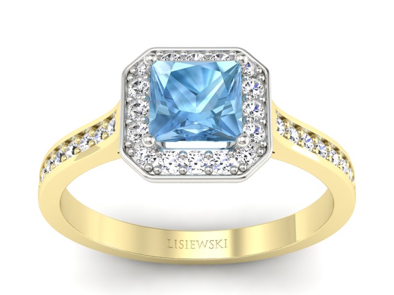 Pierścionek z topazem i brylantami zloto 585 - p16480zbtp - 1