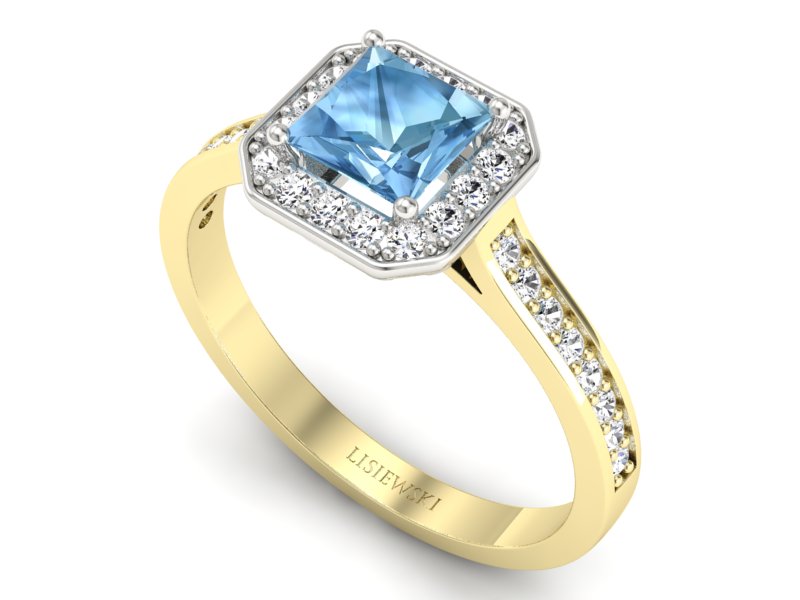 Pierścionek z topazem i brylantami zloto 585 - p16480zbtp