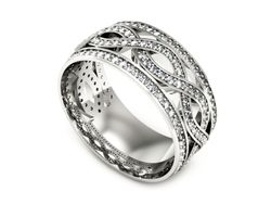 Obrączka ślubna z brylantami białe złoto 585 - p16488b