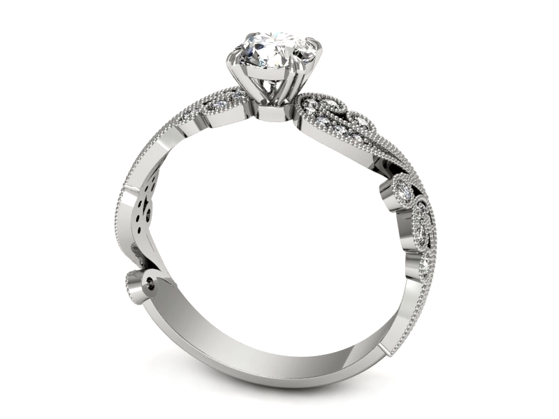 Złoty Pierścionek z brylantami białe złoto 585 - p16491b - 3