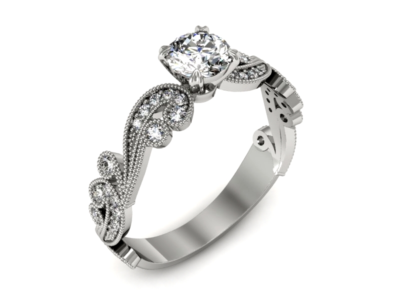 Złoty Pierścionek z brylantami białe złoto 585 - p16491b - 1