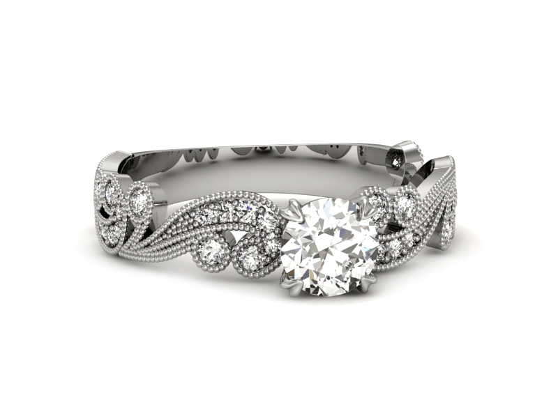 Złoty Pierścionek z brylantami białe złoto 585 - p16491b - 2