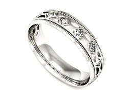 Pierscionek Obrączka z brylantami białe złoto 585 - p16494b