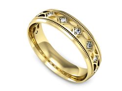 obrączka ślubna z brylantami żółte złoto próba 585 - p16494z