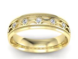 Obrączka ślubna z brylantami żółte złoto - p16494z