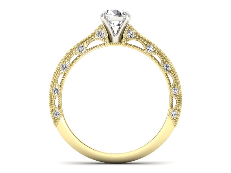 Pierścionek z diamentami żółte i białe złoto - p16500zb - 2