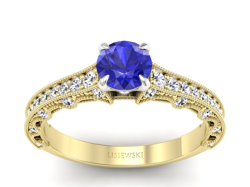 Pierścionek z szafirem i diamentami - p16500zbszc - 1